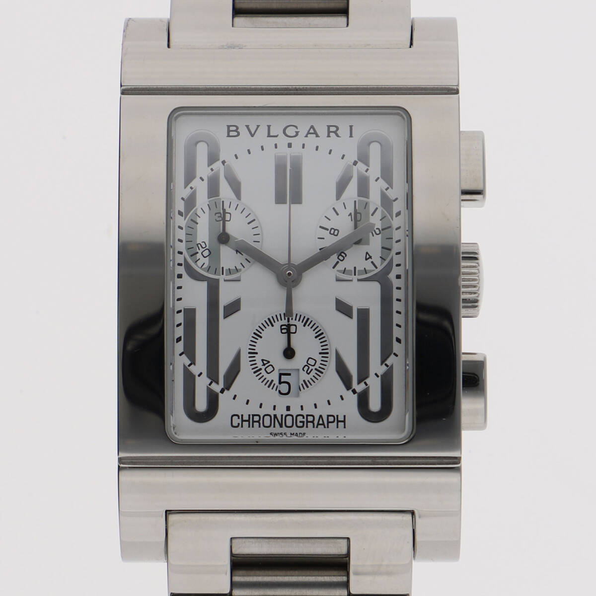 BVLGARI ブルガリ RTC49S レッタンゴロ ホワイトダイヤル SS クオーツ メンズ【134555】拍卖
