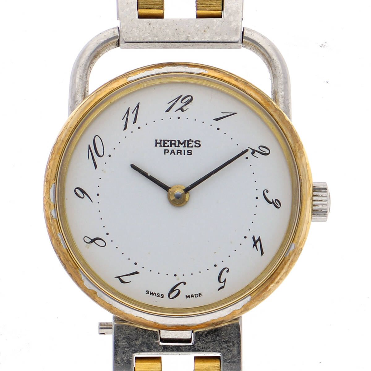 HERMES エルメス アルソー ホワイトダイヤル SS/GF クオーツ レディース【134056】拍卖