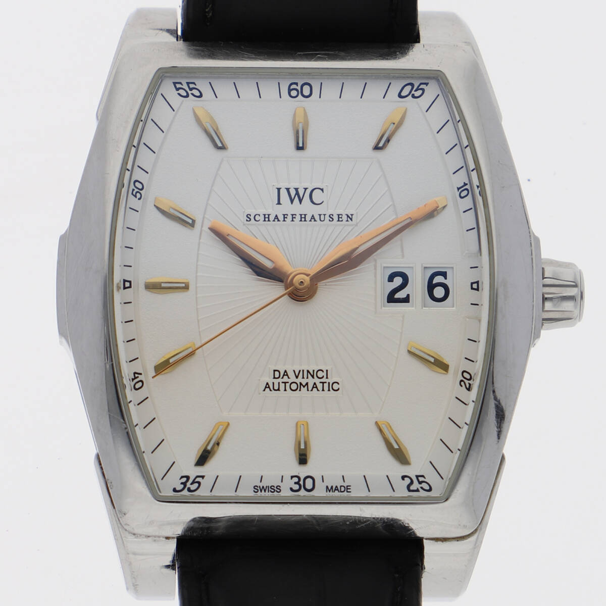 IWC ダヴィンチ ホワイトダイヤル SS/レザー 自動巻き メンズ【128021】拍卖