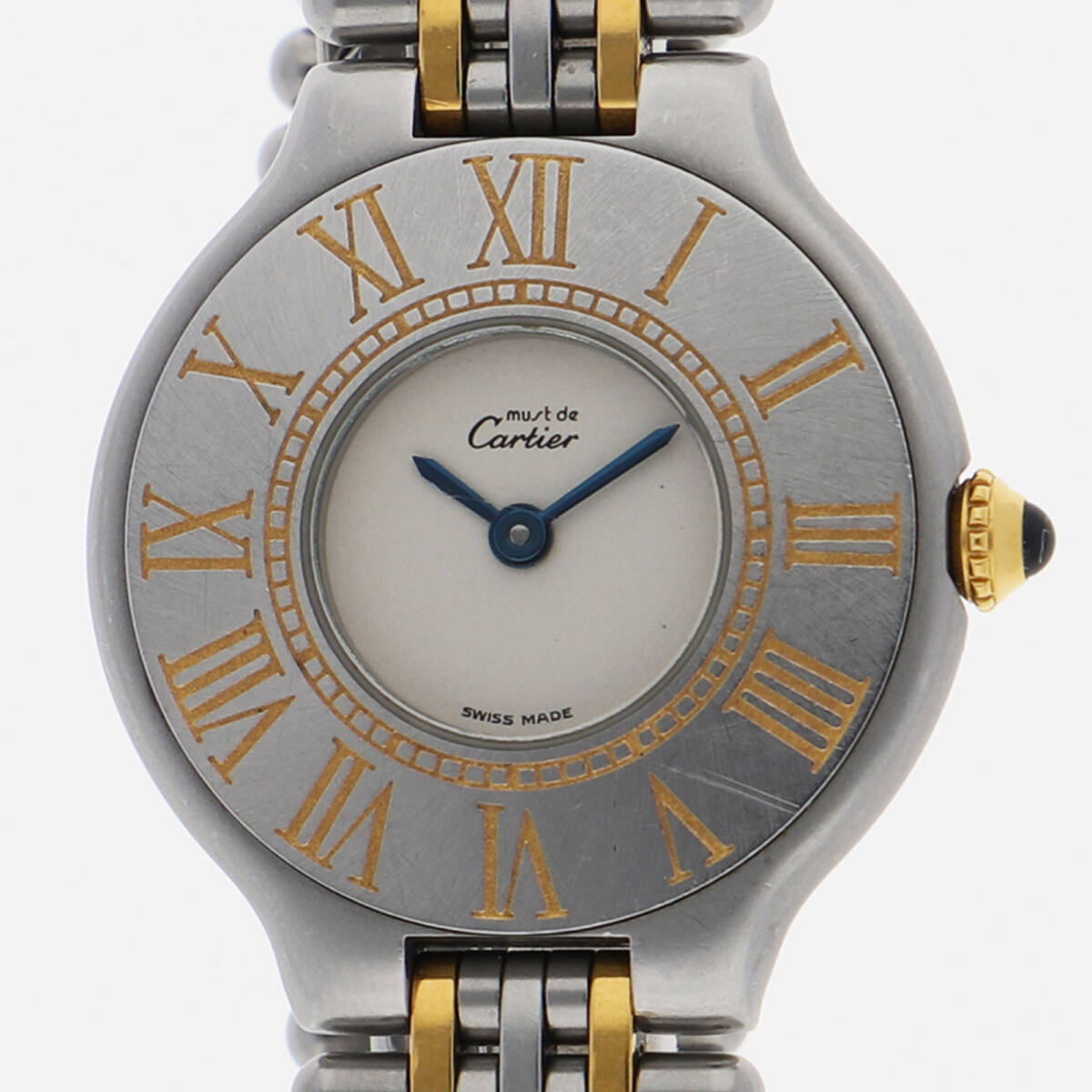 CARTIER カルティエ マスト21 シルバーダイヤル SS/GP クオーツ レディース【128224】拍卖