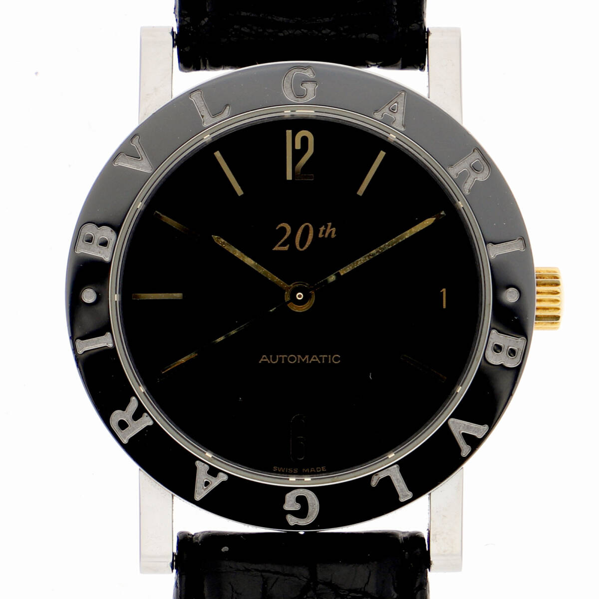BVLGARI ブルガリ BB33SLD20 ブルガリブルガリ ブラックダイヤル SS/レザー(クロコ) 自動巻き ユニセックス【133887】拍卖