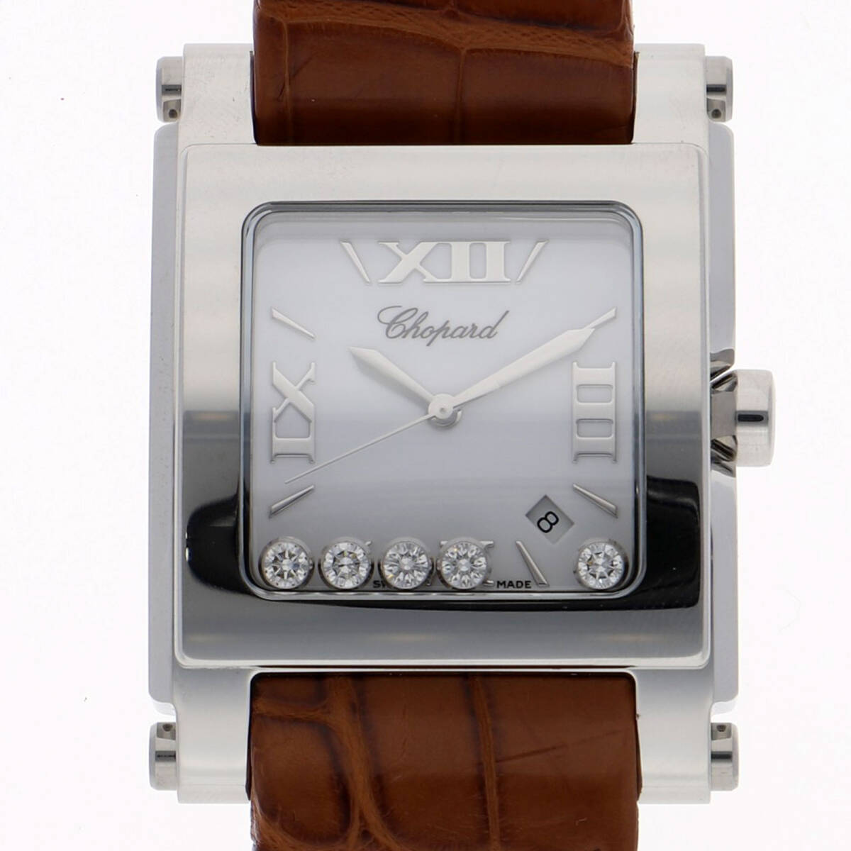 Chopard ショパール 28/8447 ハッピースポーツ5PD ホワイトダイヤル SS/レザー クオーツ ユニセックス【121804】拍卖