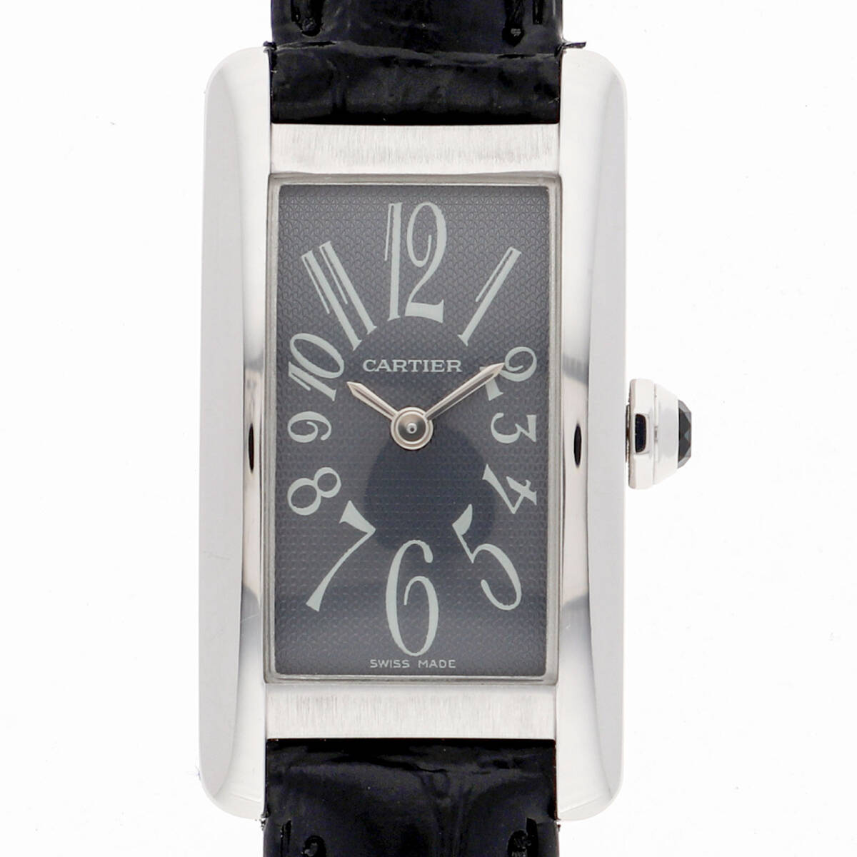 CARTIER カルティエ W26051L1 タンクアメリカンSM グレーダイヤル WG/レザー クオーツ レディース【133961】拍卖