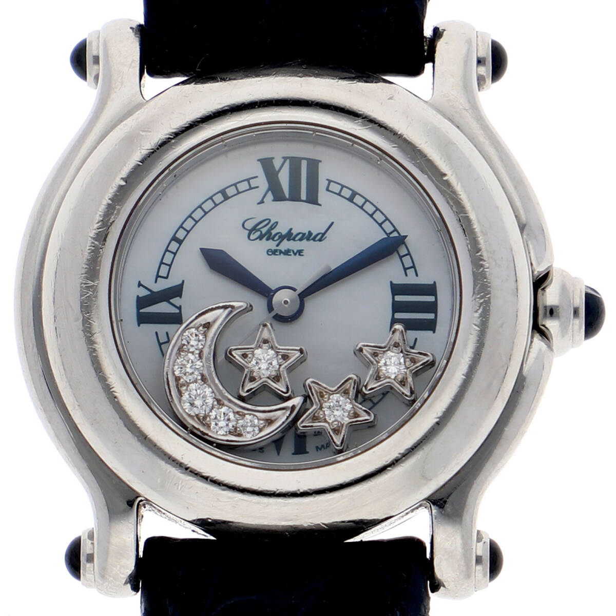 Chopard ショパール 27/8245-23 ハッピースポーツ ホワイトシェルダイヤル SS/レザー クオーツ レディース【125176】拍卖