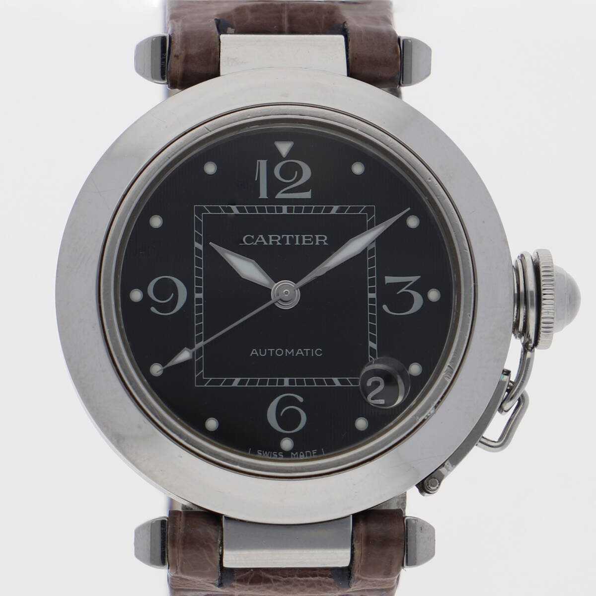 CARTIER カルティエ W3106099 パシャC ブラックダイヤル SS/レザー 自動巻き メンズ【128605】拍卖