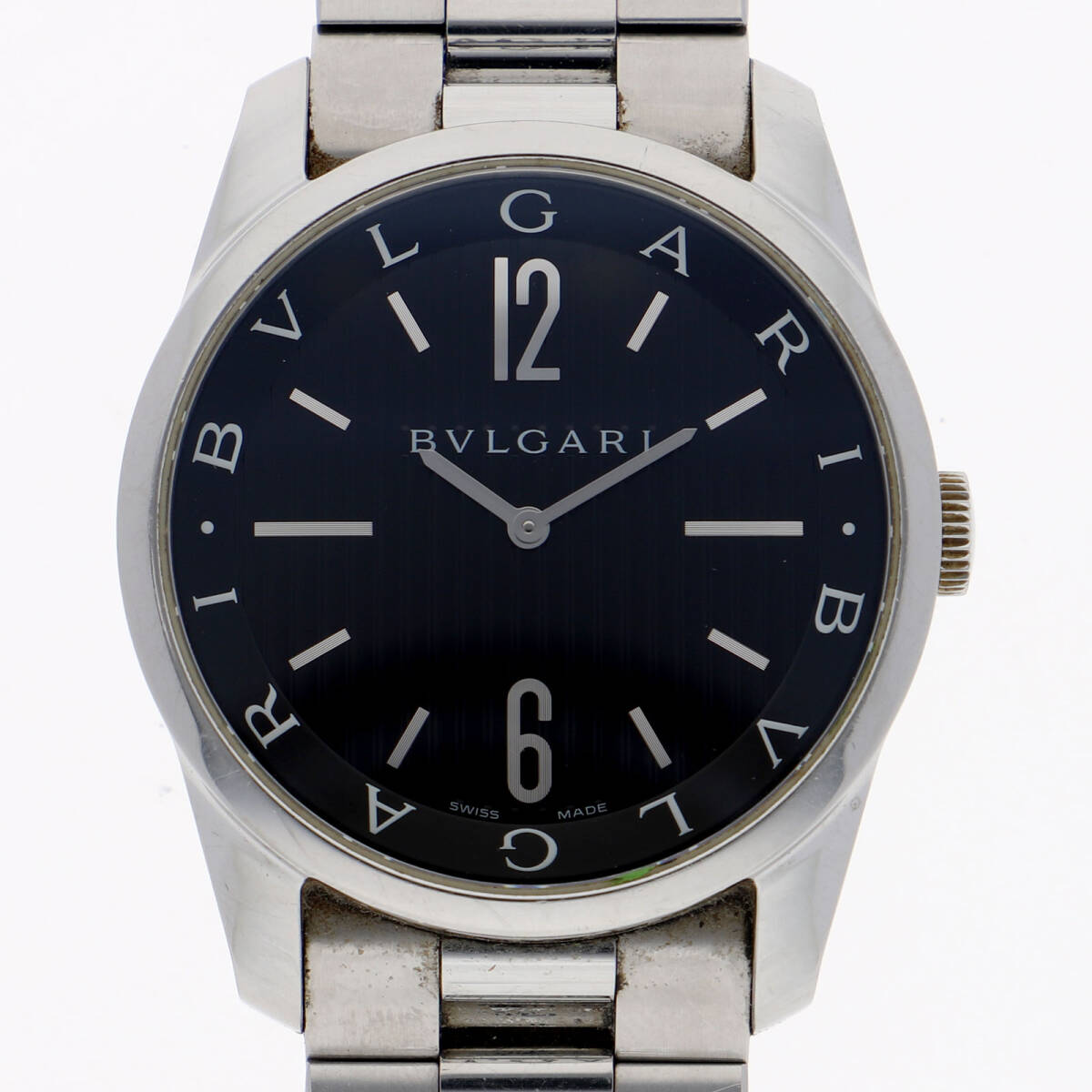 BVLGARI ブルガリ ST42S ソロテンポ ブラックダイヤル SS クオーツ メンズ【135374】拍卖