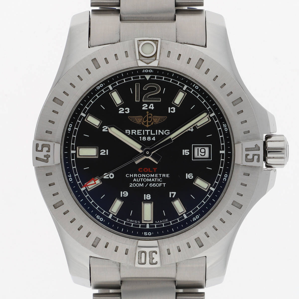 BREITLING ブライトリング A17388 コルト ブラックダイヤル SS 自動巻き メンズ【135380】拍卖