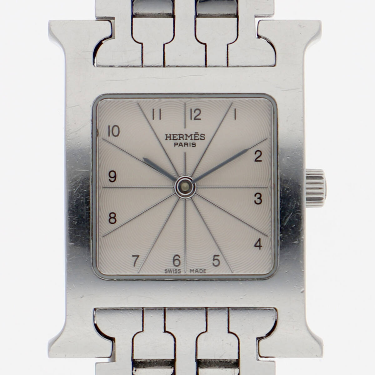 HERMES エルメス HH4.210 Hウォッチ シルバーダイヤル SS クオーツ メンズ【135342】拍卖