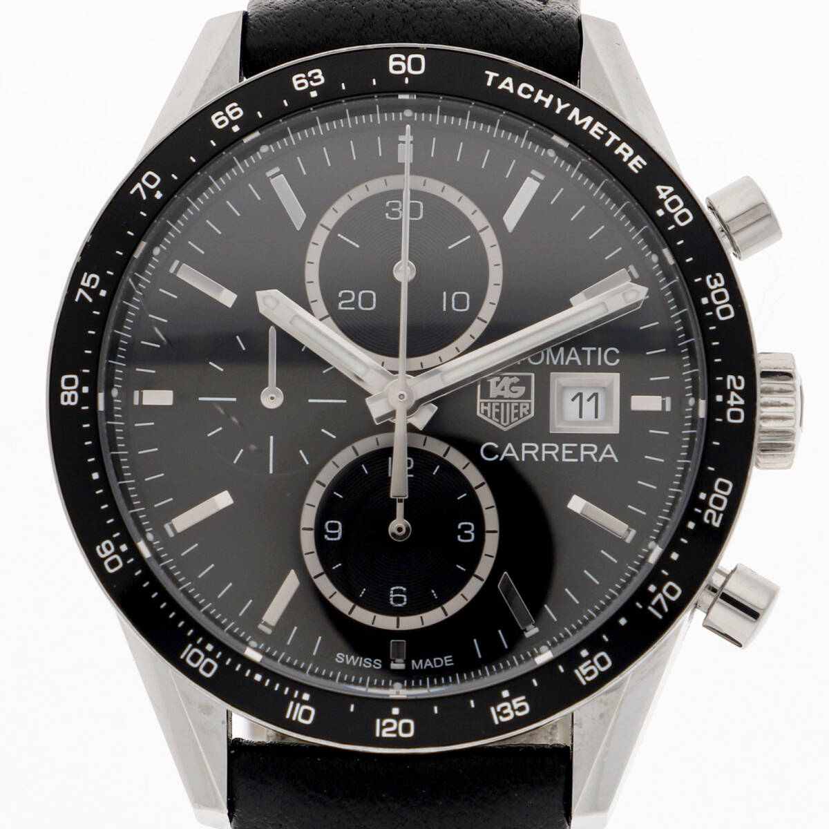 TAG HEUER タグホイヤー CV201AL カレラ ブラックダイヤル SS/レザー 自動巻き メンズ【135331】拍卖