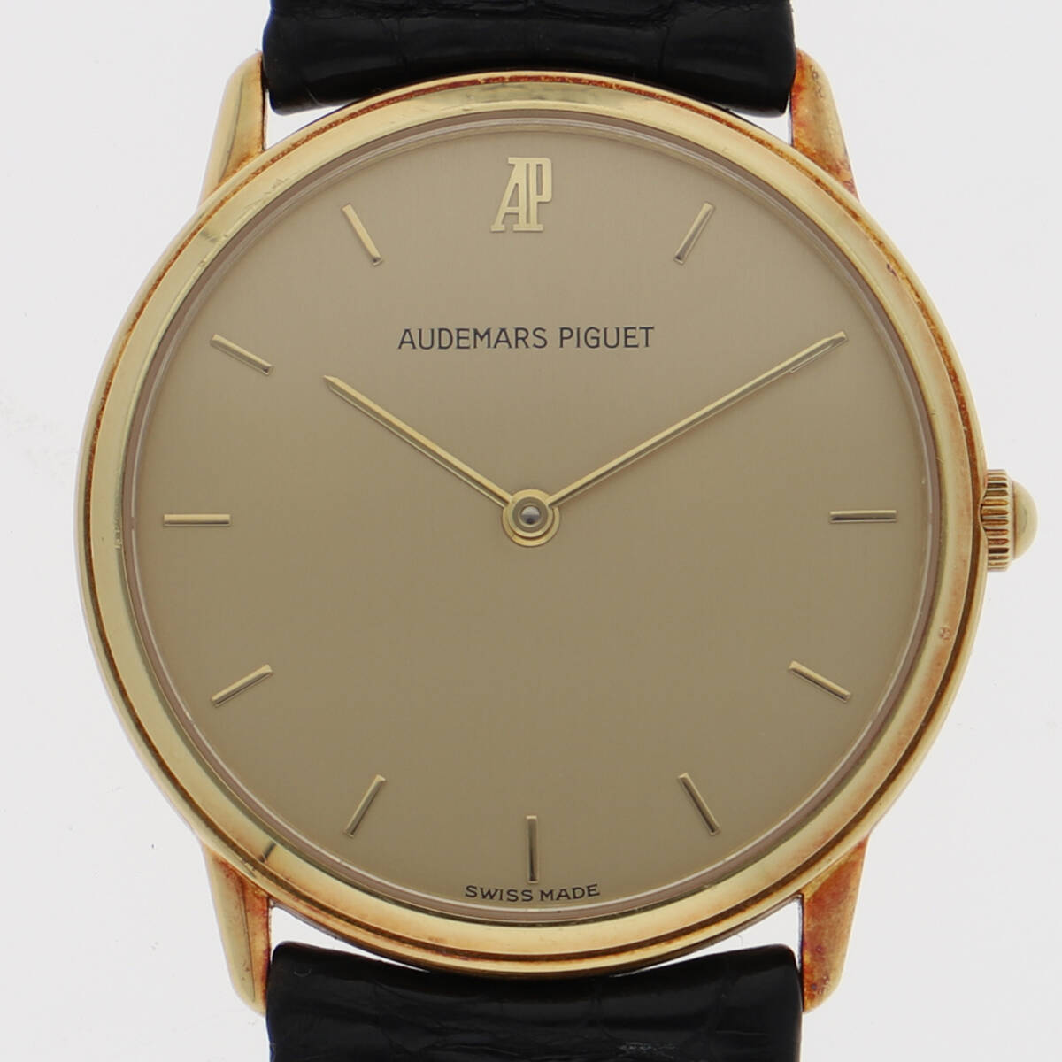 AUDEMARS PIGUET オーデマ・ピゲ エクストラフラット ゴールドダイヤル YG/レザー クオーツ ユニセックス【135349】拍卖