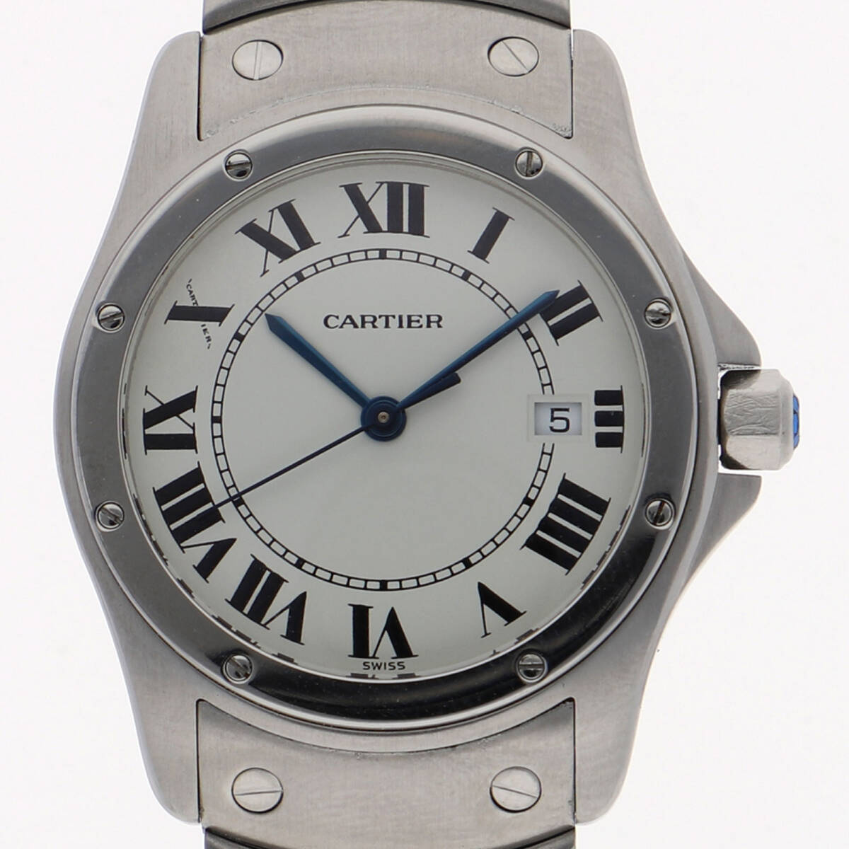 CARTIER カルティエ W20027K1 サントスクーガー ホワイトダイヤル SS クオーツ ユニセックス【135509】拍卖