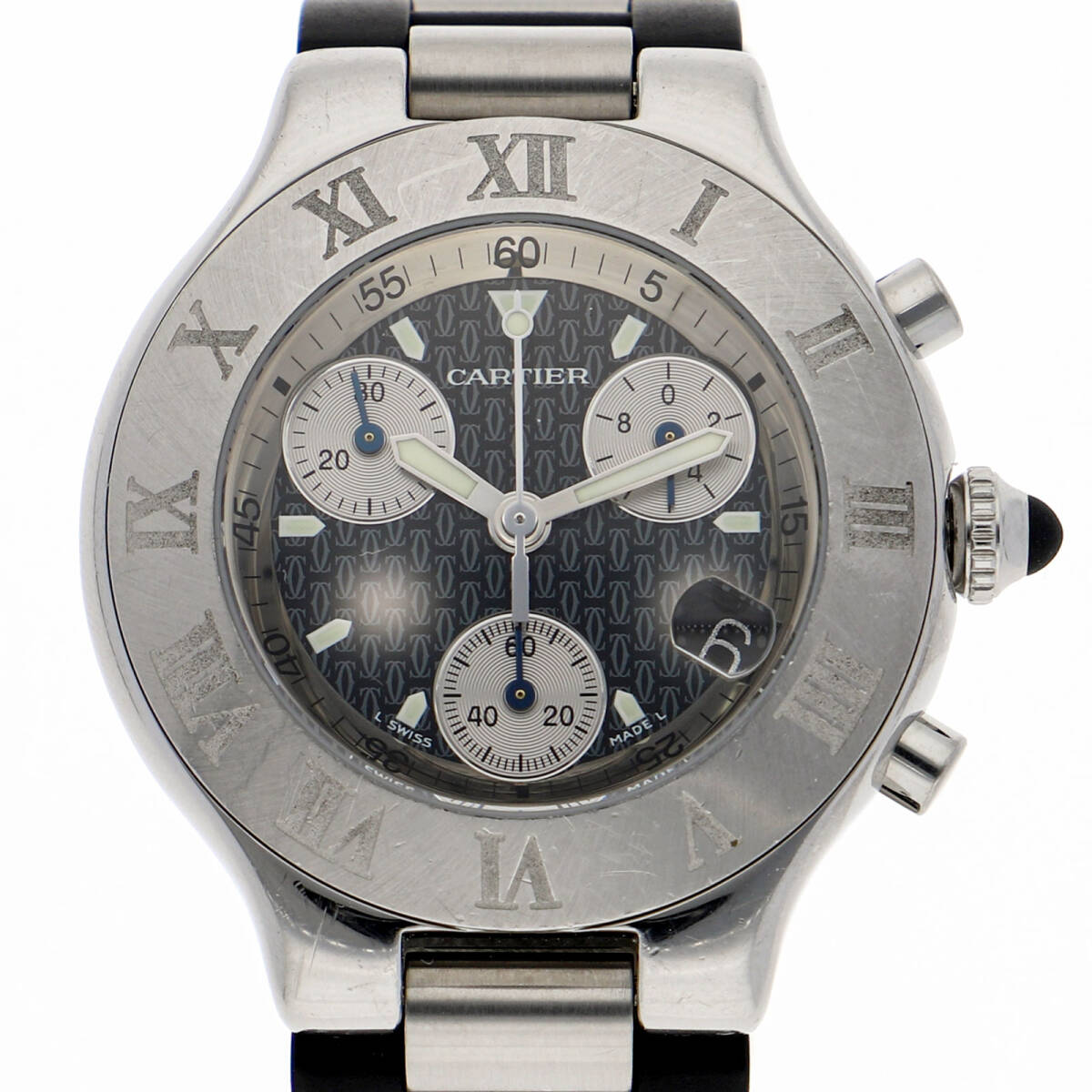 CARTIER カルティエ W10125U2 クロノスカフ グレーダイヤル SS/ラバー クオーツ メンズ【134844】拍卖