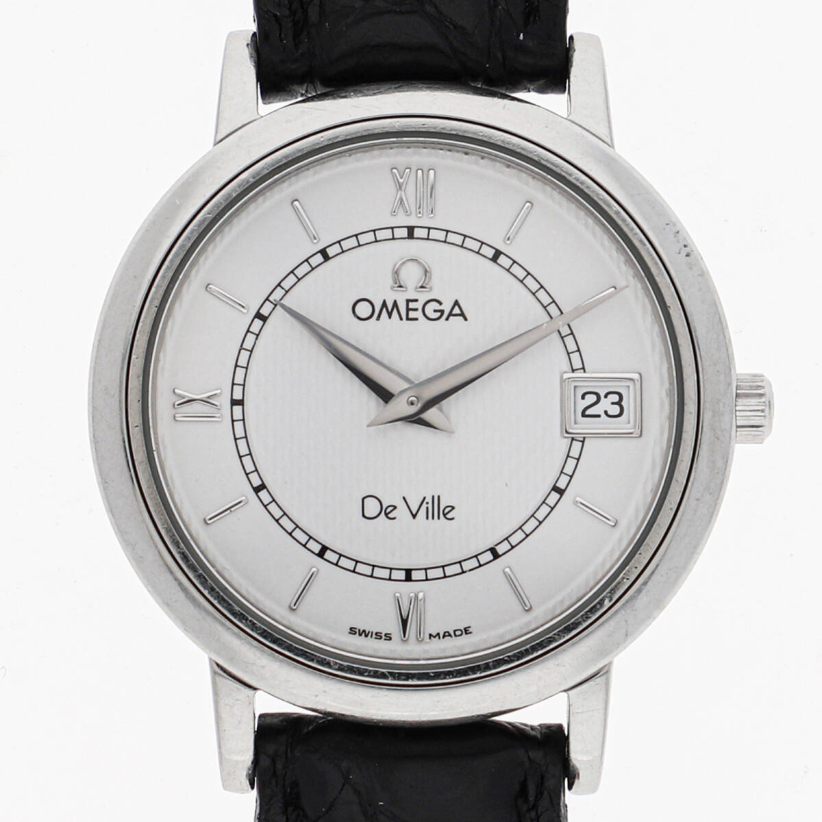 OMEGA オメガ 7884.21 デヴィル ホワイトダイヤル SS/レザー(クロコ) クオーツ レディース【135352】拍卖