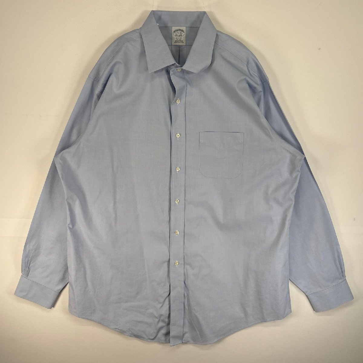 古着 90's/90年代 ブルックスブラザーズ Brooks Brothers 長袖シャツ 大きいサイズ 胸ポケ NON-IRON 2XL 水色 無地 メンズ拍卖
