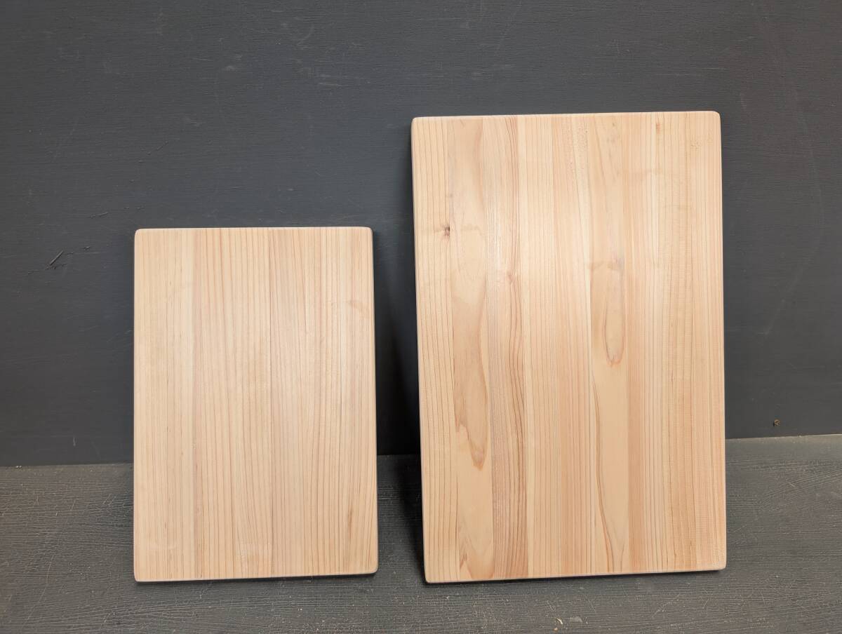 w-412 ヒノキ 檜 集成 板材 木工・まな板などに ② 大・小2枚セット拍卖