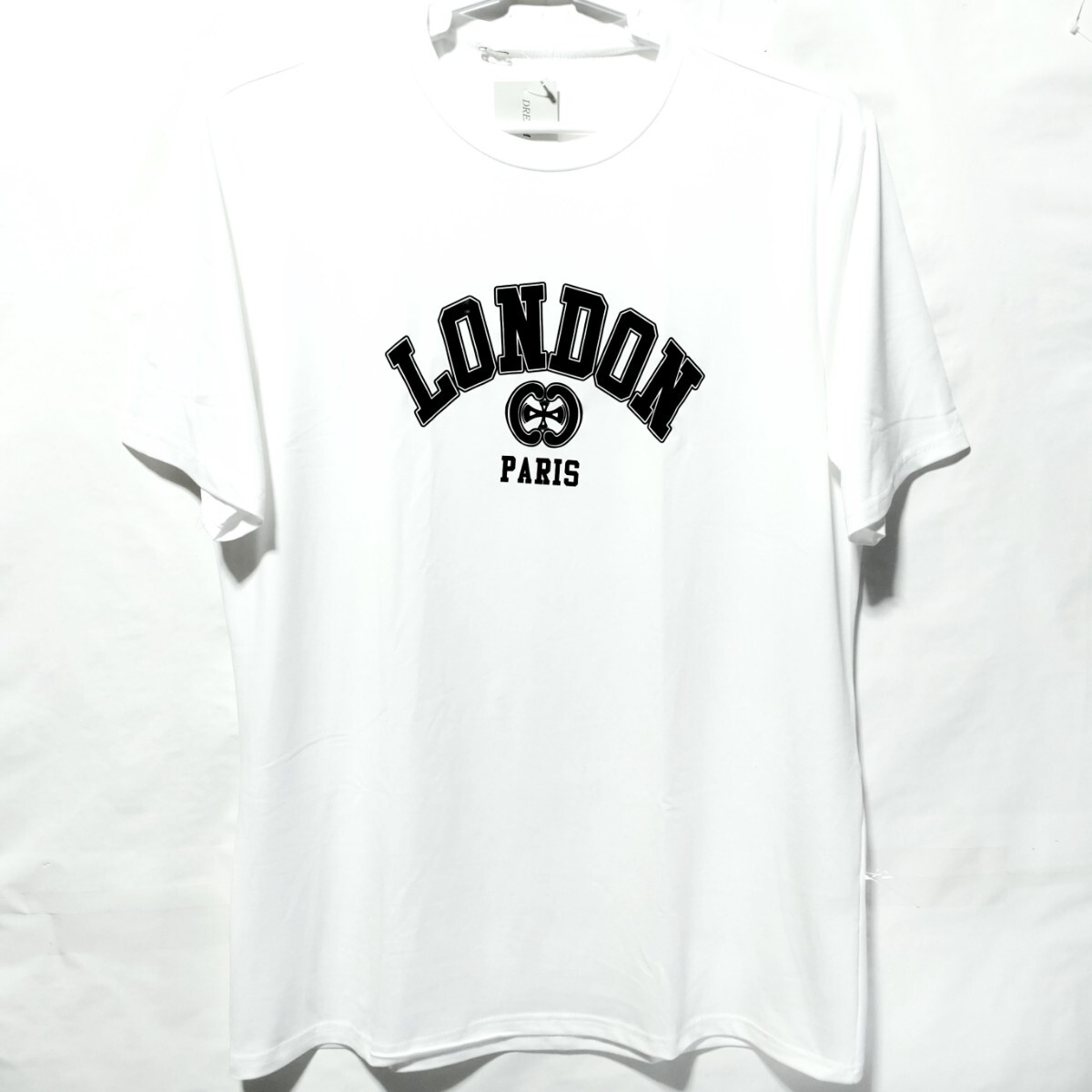 特価/未使用【サイズ=L】ロンドンプリント/メンズ/ストレッチ/半袖/Tシャツ/ビッグシルエット/胸囲=96~104cm/white拍卖