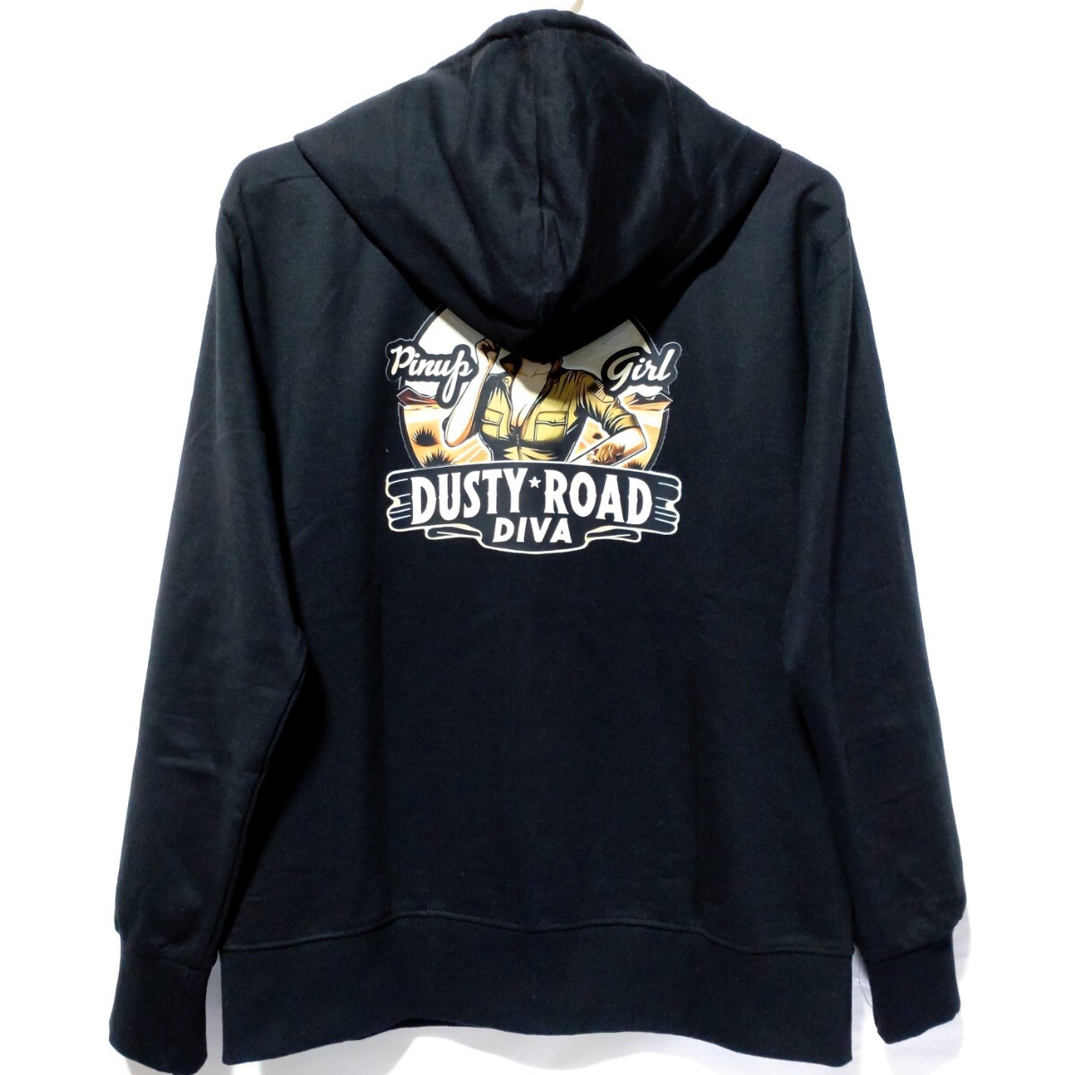 特価/未使用【サイズ=LL(XL)】アメカジ/ピンナップガール/裏毛/メンズ/フルジップ/スウェット/パーカ/胸囲=104~112cm/black拍卖
