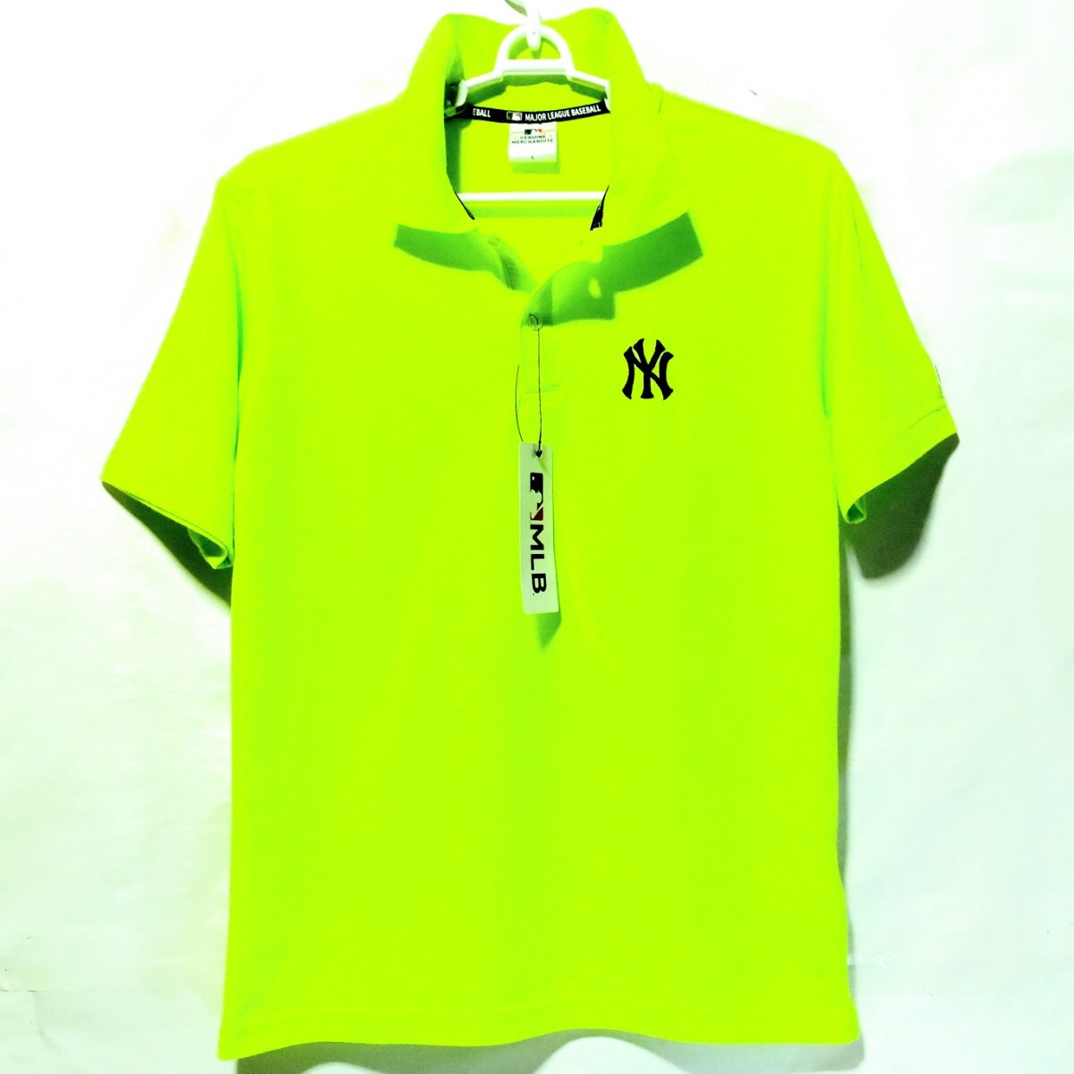 特価/未使用【サイズ=L】MLB/Yankees/メジャーリーグベースボール/ヤンキース/メンズ/カノコ/半袖/ポロシャツ/胸囲=96~104cm/蛍光light.grn拍卖