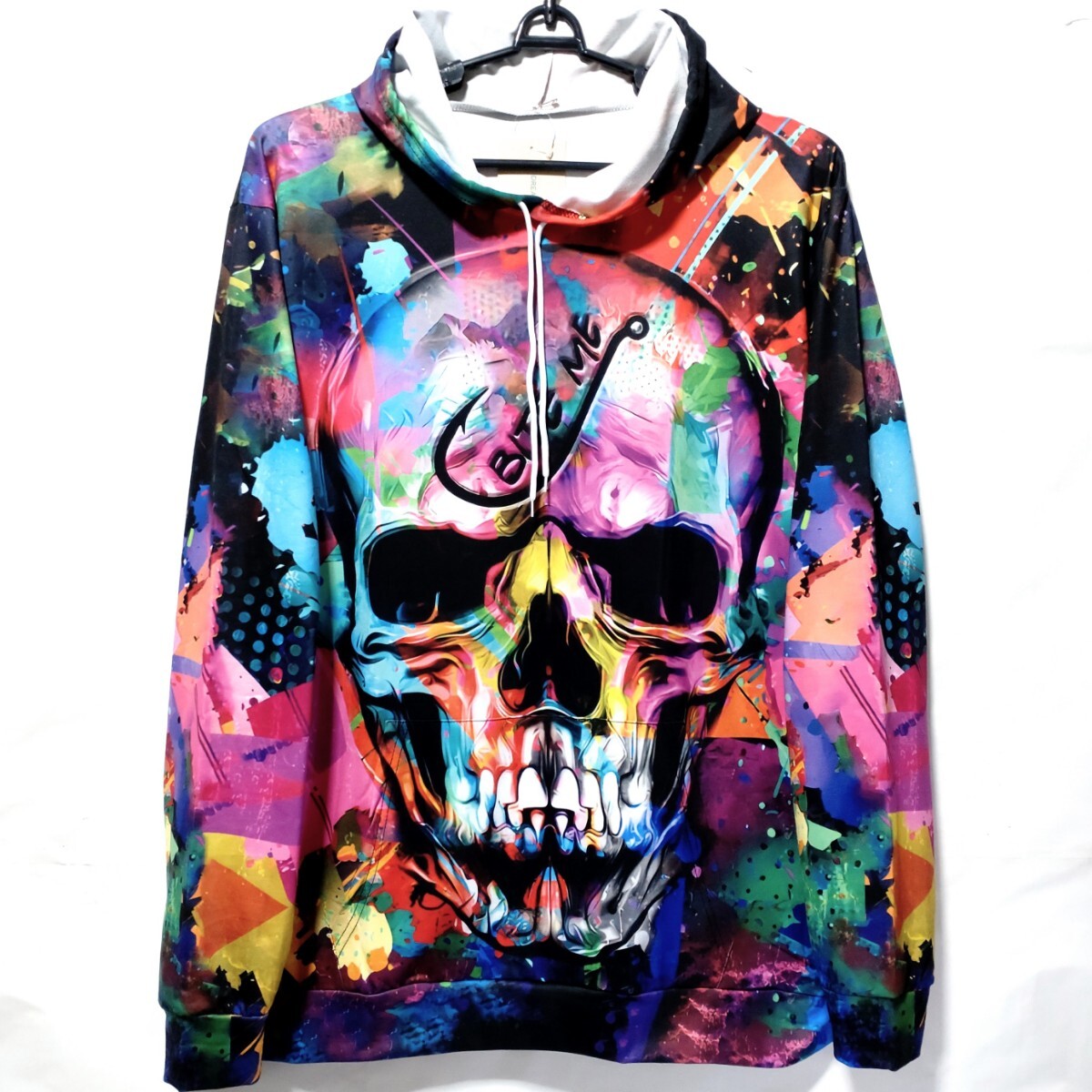 特価/未使用【サイズ=XL(LL)】ノーブランド/アメカジ/スカルプリント/メンズ/ジャージ/パーカ/ビッグシルエット/胸囲=106~114cm/multi拍卖