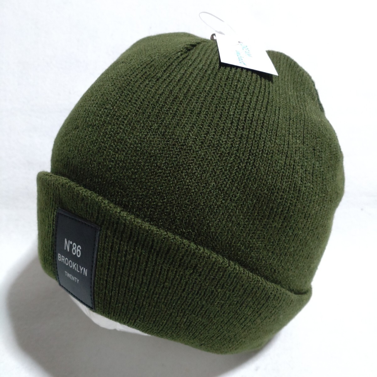 特価/未使用【サイズ=アダルトフリー】ノーブランド/アメカジ/ブルックリンロゴ/男女兼用/ニットキャップ/khaki拍卖