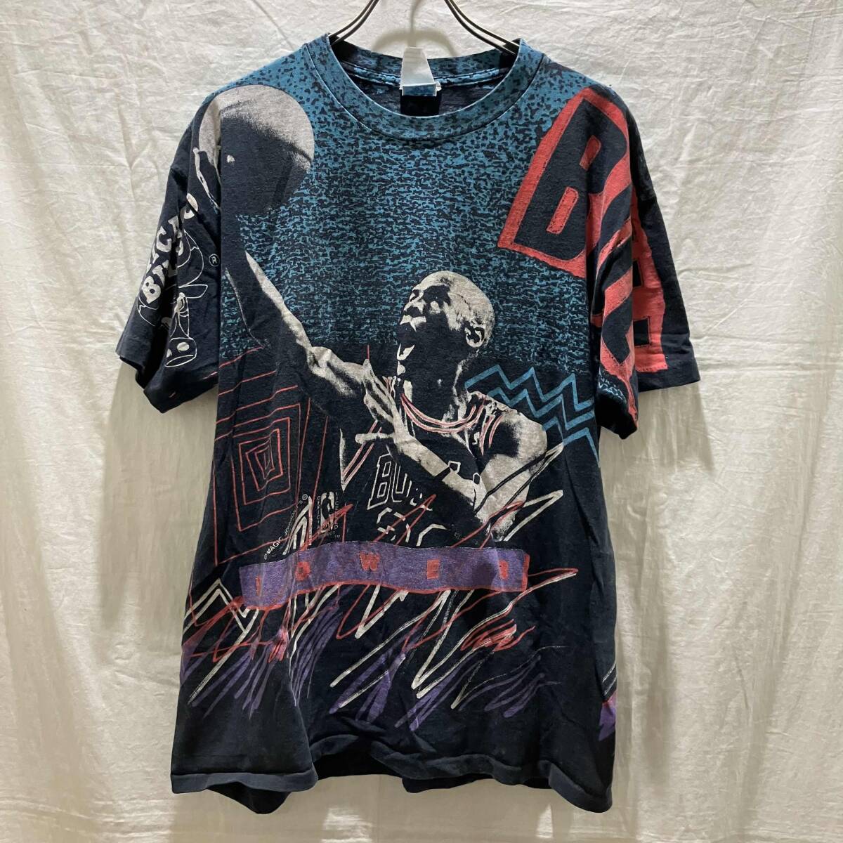 90s USA製 BELTON ベルトン NBA Michael Jordan マイケルジョーダン 総柄tee サイズXL拍卖