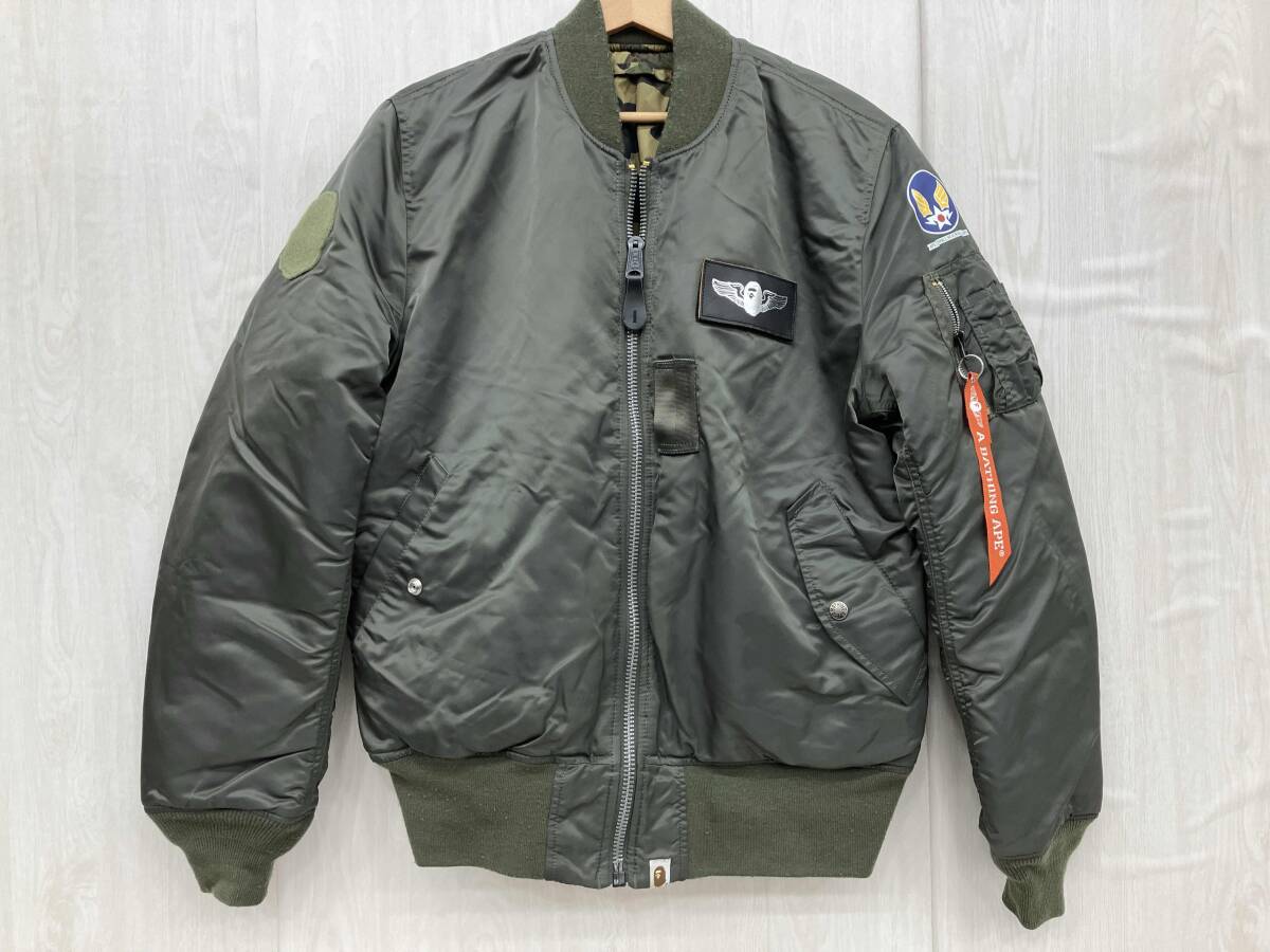 A BATHING APE × ALPHA フライトジャケット アベシングエイプ×アルファ カーキ XLサイズ拍卖