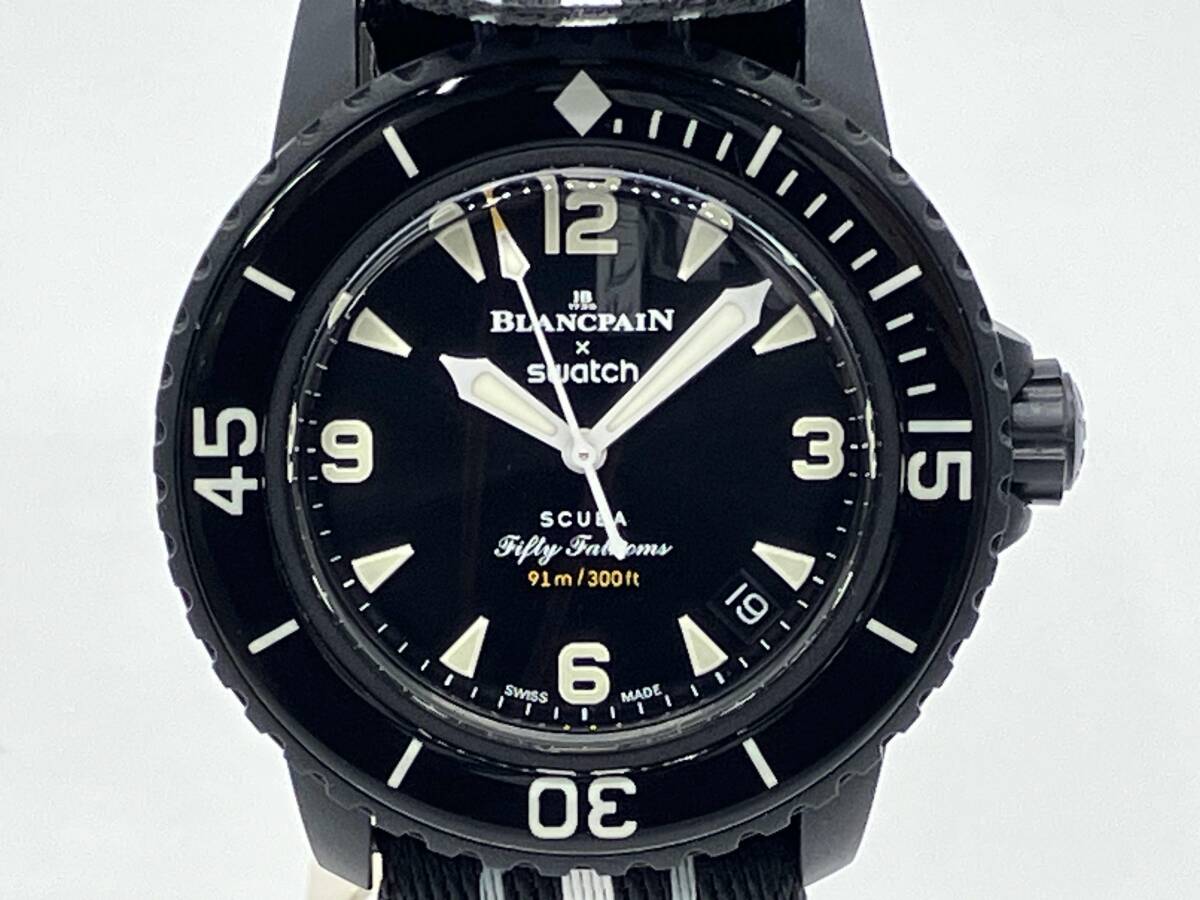 【箱付き】BLANCPAIN × Swatch ブランパン スウォッチ S035B400 オーシャンオブストーム 裏スケルトン 自動巻き ブラック 腕時計拍卖
