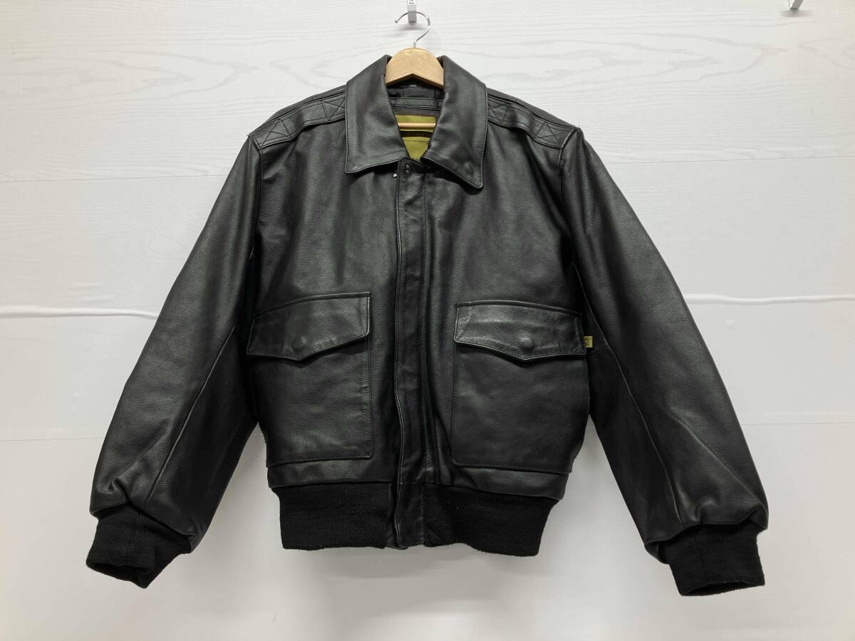 ALPHA INDUSTRIES アルファ インダストリーズ KNOX ARMORY a-2 フライトジャケット レザー 黒 ブラック BLK サイズS 通年拍卖