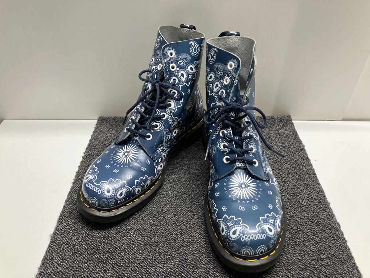 Dr.Martens ドクターマーチン ブーツ 8 ホール / ブルー・ペイズリー柄 サイズ UK9 アウトソール約31cm拍卖