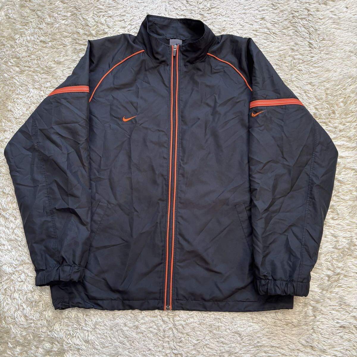 レア NIKE テック ブルゾン L 00's Y2K オレンジ刺繍 ブラック拍卖