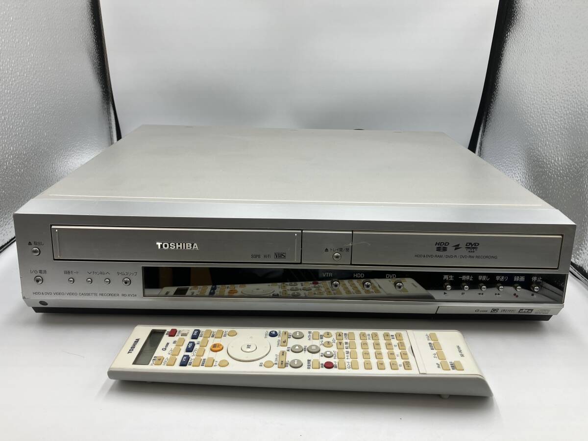 PJ-Osk269 東芝 TOSHIBA VTR一体型HDD&DVD ビデオレコーダー RD-XV34SJ リモコン付き 通電確認済み 現状渡し拍卖