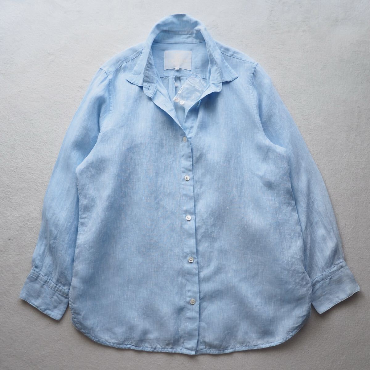 23区 LIBECO リベコ リネンシャツ レギュラーカラーシャツ ベーシックシャツ 長袖シャツ ゆったり 羽織り ライトブルー 青 大きいサイズ 46拍卖