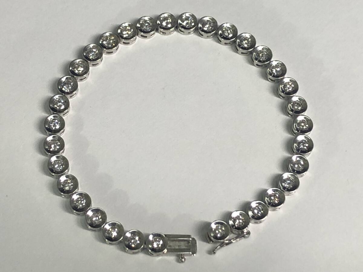 ■天然ダイヤモンド 3.00ct 3カラット テニスブレスレット Pt850  D3.00ct  16.8g  ダイヤ プラチナジュエリー■ 拍卖