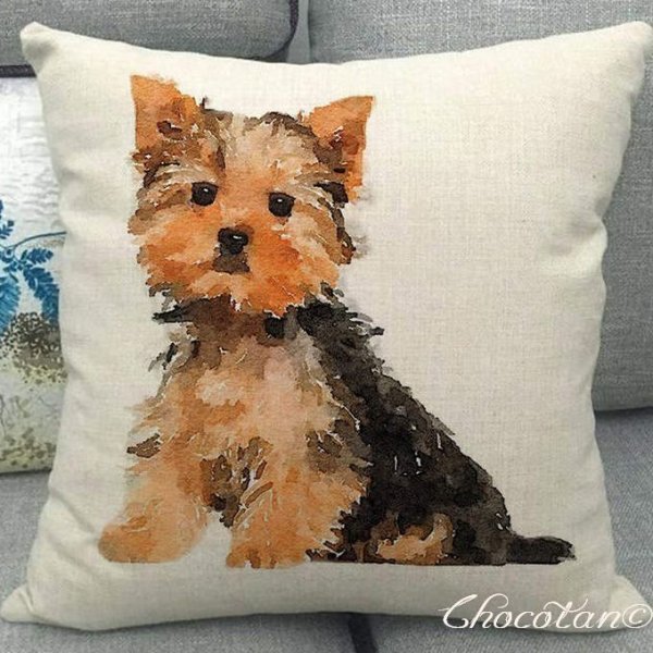 【送料無料】ヨークシャーテリア ⑩ クッションカバー 45x45 【新品】拍卖