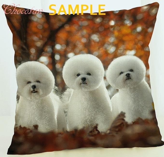 【送料無料】ビションフリーゼ ①3 クッションカバー【新品】拍卖