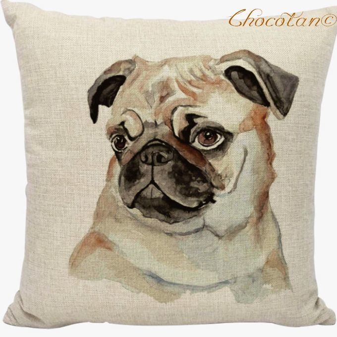【送料無料】パグ N1 イラスト クッションカバー【新品】拍卖