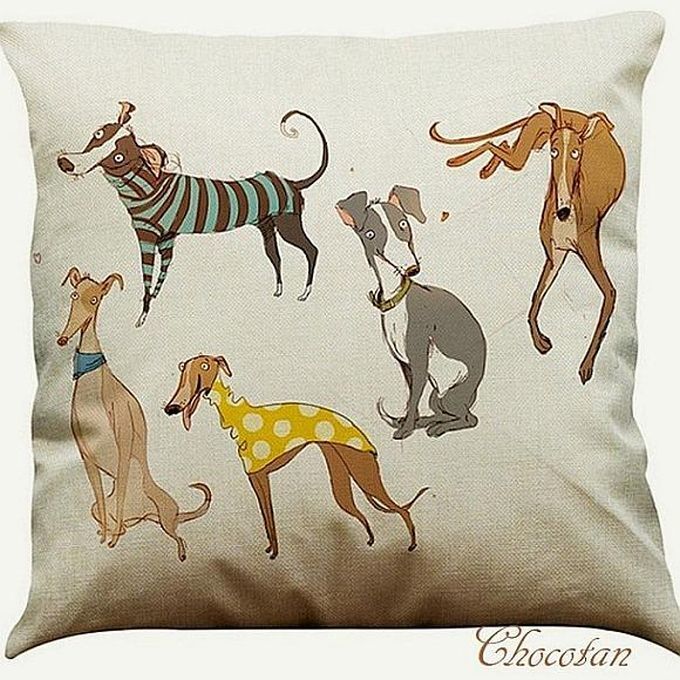 【送料無料】グレーハウンド イラスト D1 クッションカバー【新品】拍卖