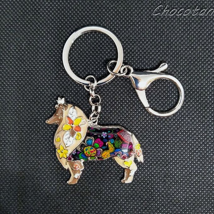 【送料無料】シェルティー 茶 エナメル キーリング 【新品】拍卖