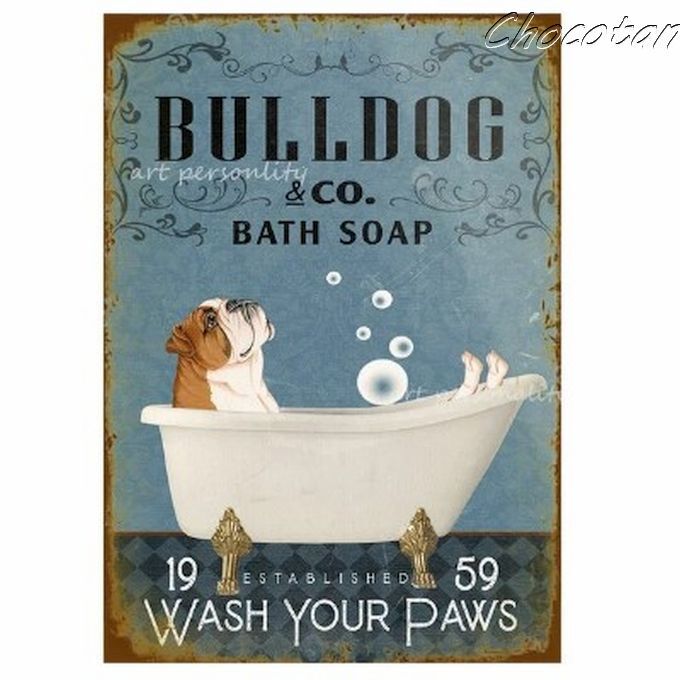 【送料無料】ブルドッグ バスソープ メタルサインプレート【新品】拍卖