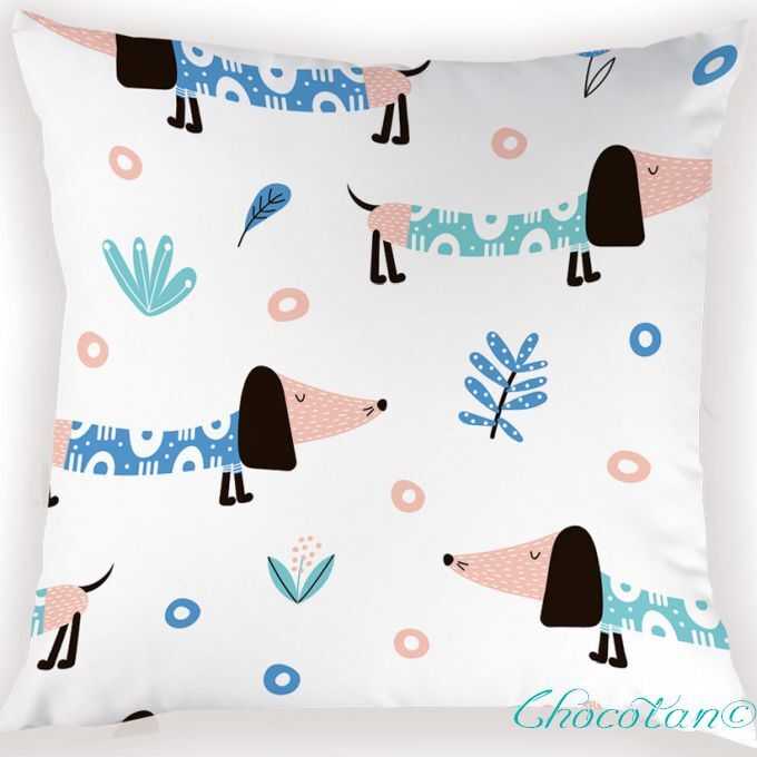 【送料無料】ダックスフンド P12 ポリエステル クッションカバー【新品】拍卖