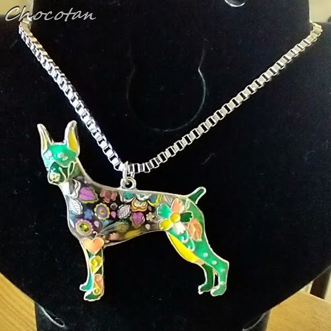 【送料無料】ドーベルマンA 緑 エナメル ネックレス 【新品】拍卖