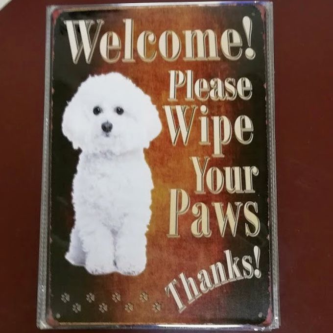 【送料無料】プードル ④ 足を拭いて メタルサインプレート メタル看板 ビションフリーゼ【新品】拍卖