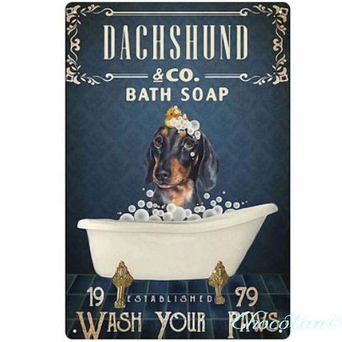 【送料無料】ダックスフンド 17 バスソープ メタルサインプレート【新品】拍卖