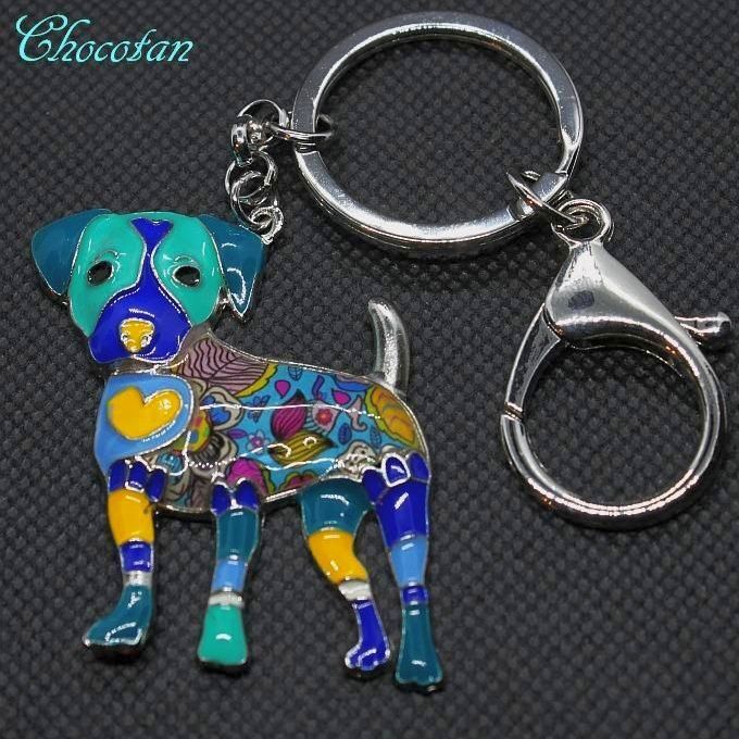 【送料無料】ジャックラッセル 青 エナメルキーリング 【新品】拍卖
