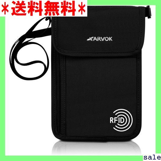 ☆人気商品 ARVOK パスポートケース 首下げ RFID スキミ 用 海外旅行バッグ 防犯 トラベルポーチ マットブラック 73拍卖