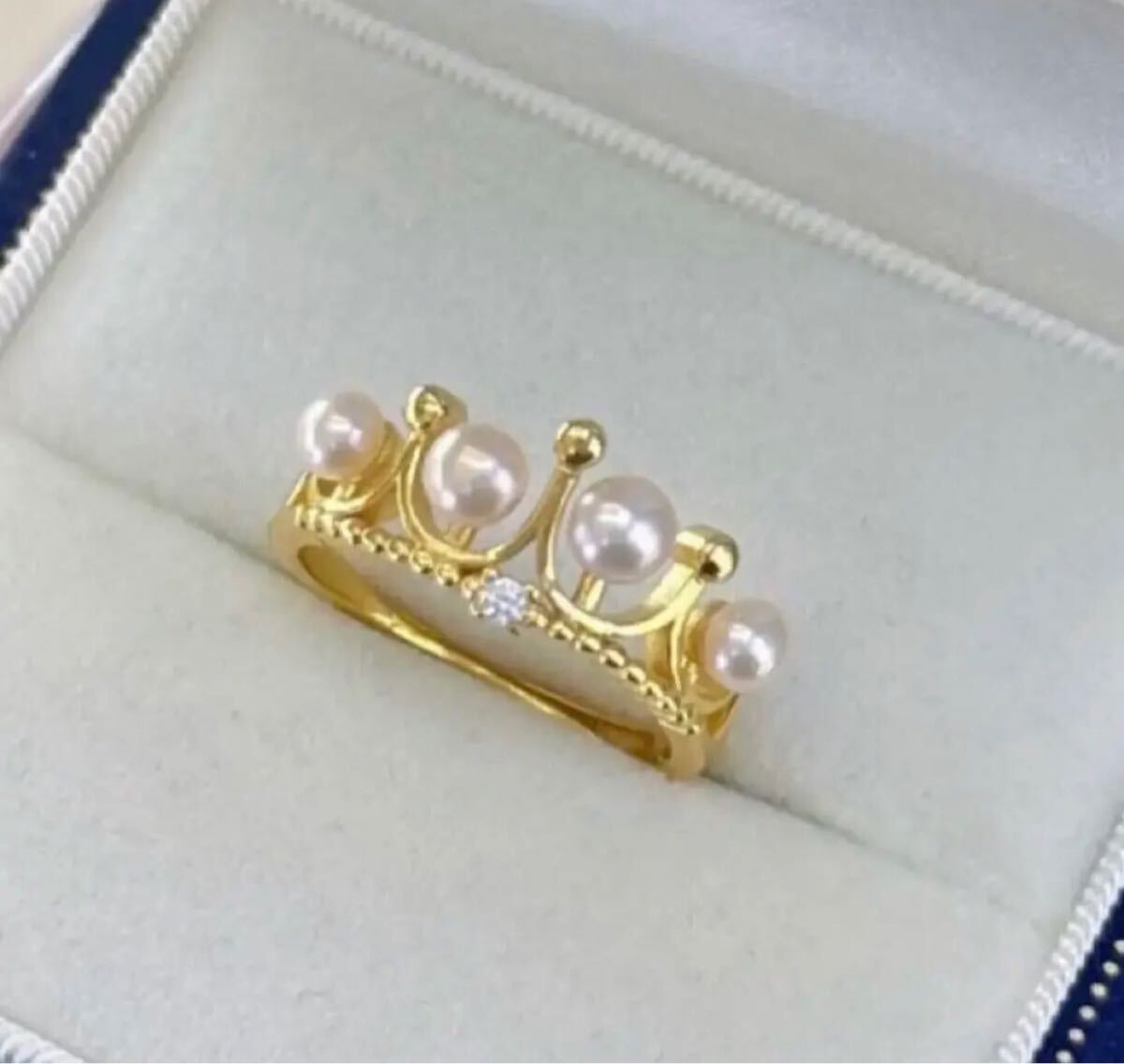 本真珠 指輪 天然 パールリング 小粒 ベビーパール k18仕上げ 4-5mm 絶品カラーホワイト 拍卖