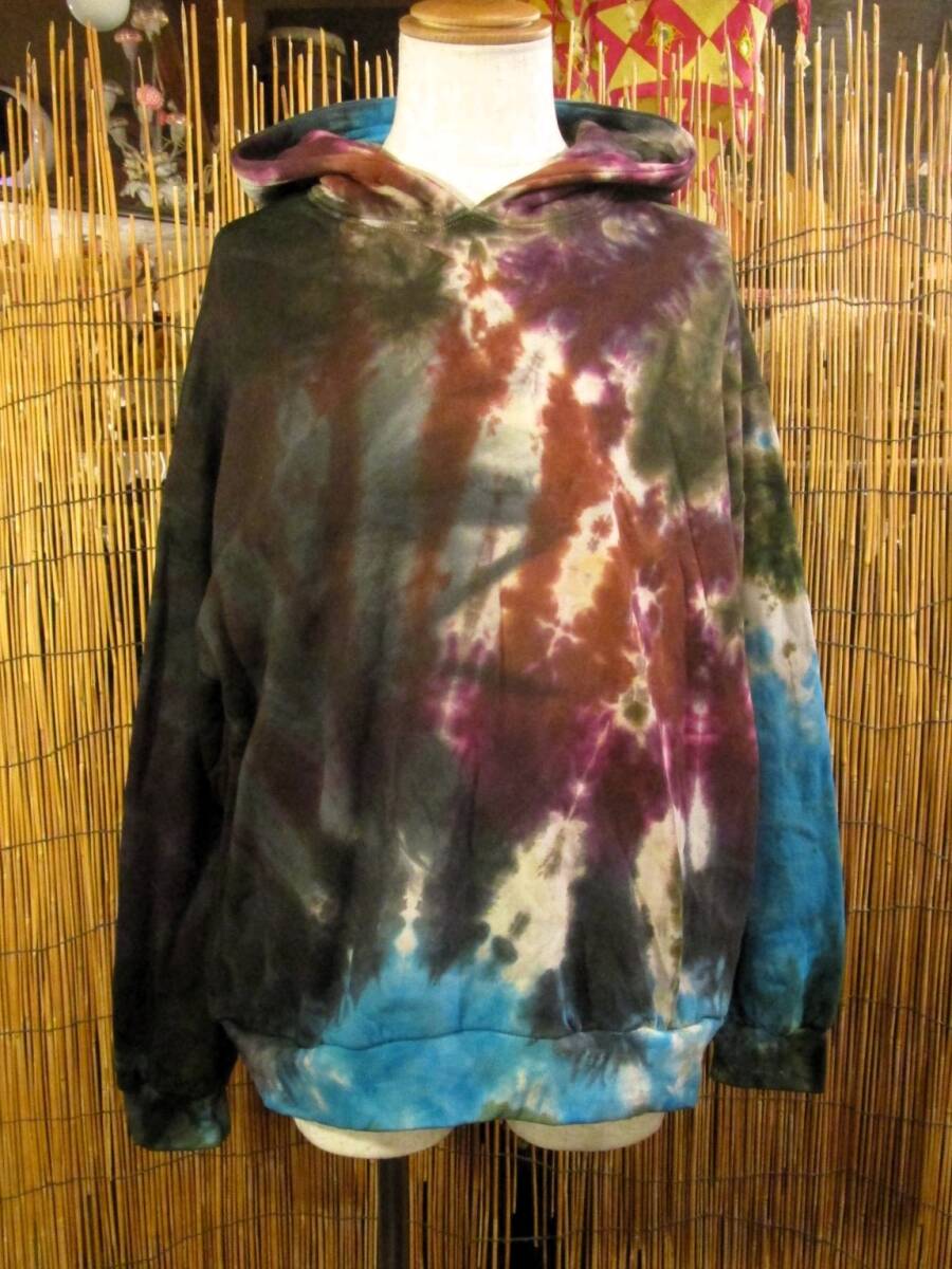 ⑦新品*男女兼用*スウェット生地*裏起毛*タイダイ染め*パーカー拍卖