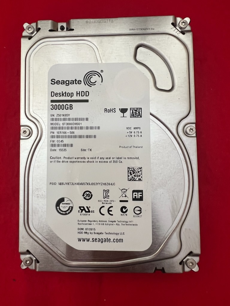 不良返金保証 Seagate 3.5インチ SATA HDD 3TB ST3000DM001 (st30)拍卖