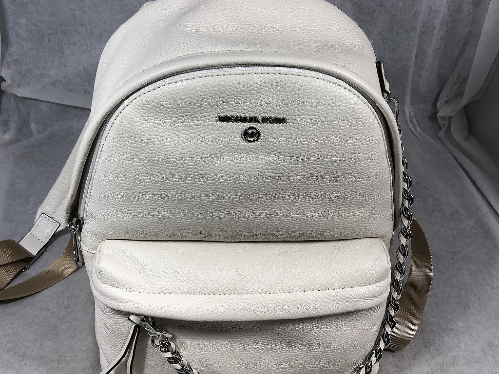 【未使用】 マイケルコース MICHAEL KORS スレーター ミディアム ペブルドレザー バックパック ホワイト 30T0S04B1L拍卖