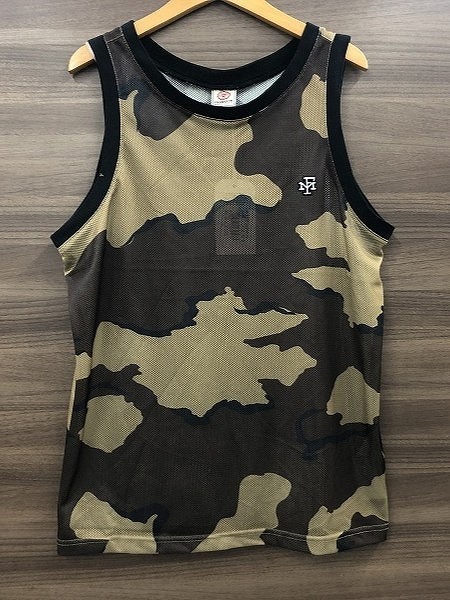 フランクリンマーシャル FRANKLIN&MARSHALL メンズメッシュタンクトップ Sサイズ カーキ 迷彩 総柄拍卖